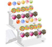 Porta Lecca Lecca 2pcs Supporto Per Lecca-Lecca Legno 3 Livelli Lollipop Holder Stand 17 Fori Con Bastoncini per Pops per Matrimoni Baby Doccia Festa di Compleanno Caramelle Decorazione