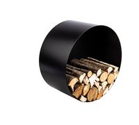 Porta Legna a Muro Ø55x30 cm in Ferro Verniciato Grigio Martellato