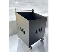 PORTA LEGNA CARRELLO FERRO BATTUTO 52x47x80h cm MADE IN ITALY GRIGIO ANTRACITE