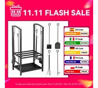 Porta legna da ardere a 2 livelli Outsunny e 4 utensili per legna da ardere Carico 100 kg