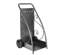 Porta Legna Design Classico con Ruote 47,7x50x90 cm in Ferro Verniciato Grigio Martellato