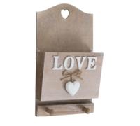 Porta lettere in legno naturale shabby chic, con scritta bianca, 26,5 cm, motivo "Home or Love" (Love)