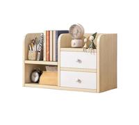 Porta libri Libreria da Tavolo con 2 Cassetti, Ripiani da Scrivania in Pannello Sintetico, Espositore for Forniture for Casa e Ufficio Indipendente Organizzatore Ordinato for Scrivania Scaffale per li