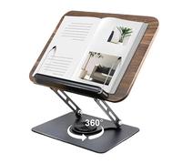 Porta Libri regolabile con pannello base girevole in legno e graffette Leggio da lettura Porta Libri resistente e porta Libri portatile per libri, cuochi, Ricette, iPad, Tablet, Spartito