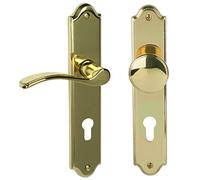 Porta Lori Alpertec - LS in ottone lucidato per casa un corridoio porte DIN sinistra con bottone automatico set PZ maniglia porta guarnizioni, 32760073