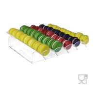 Porta Macarons in plexiglass trasparente a 5 file POM C - Ingombro massimo 30x33xH8 cm per Macaron: 45 cm trasparente