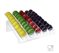 Porta Macarons in plexiglass trasparente a 5 file POM C - Ingombro massimo 36x33xH16 cm Macaron ø 45 mm