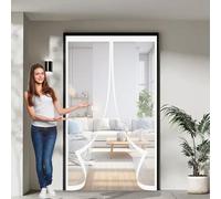 Porta Magnetica Zanzariera 105 x 140 cm, Magnetica, Chiusura Automatica, Senza Foratura, Rete Fine, Zanzariera con Magneti per Porta Finestra Balcone, Bianco