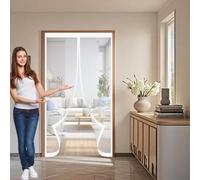 Porta Magnetica Zanzariera 80 x 170 cm, Magnetica, Chiusura Automatica, Senza Foratura, Rete Fine, Zanzariera Porta Adesiva per Finestra Balcone, Bianco