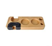 Porta manomissione in legno per portafiltri da 51-58 mm, organizer per utensili da caffè con supporto per cestello filtro espresso, spazzola e schermo a disco, faggio, 25 x 10 x 2,6 cm