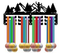 Porta medaglie Sportive da Trail Running, espositore per premi in Metallo per Maratona, Piccoli premi da Appendere in Ferro per la casa, da Parete, per Gare di Corsa, Calcio, Nero, 11,4 x 5 Pollici