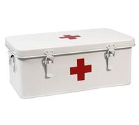 Porta Medicine,Contenitore Per Medicine,Organizer Medicinali In Metallo,Cassetta Pronto Soccorso con Blocco di Sicurezza,Grande Scatola Porta Medicine da Casa Adatto Per la Conservazione Bianco