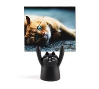 Porta memo a forma di gatto con occhi blu puri, decorazione a forma di gatto nero