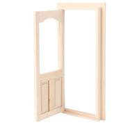 Porta Miniatura in Legno Massiccio con Linee per Casa in Miniatura | Colore Kaki, Tre Accessori Inclusi, per Scenografie Fotografiche e Modelli Architettonici