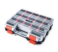 Porta minuteria DEKO: cassetta porta minuteria con 34 scomparti personalizzabili e divisori rimovibili, porta viti trasparente a doppio lato con chiusure sicure per hardware e piccoli componenti