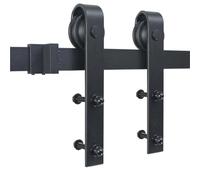Porta mobile silenziosa for fienile, porta singola scorrevole a testa piatta da 7,5 piedi, con puleggia, accessori hardware for arresto oscillante