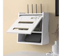 Porta Modem a 2 Livelli - Organizzatore da Parete per Router e Prese, Cassetta per Cavi (White)