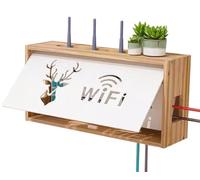 Porta Modem da Parete, Porta Router Wifi da Parete, Scatola Nascondi Cavi da Parete, Cassetta porta Modem, per Nascondere il Router Ciabatta o Alimentatore e Mettere in Ordine i Suoi Cavi(Brown)