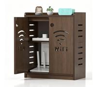 Porta Modem da Terra e Armadio Router Supporto da Pavimento Organizza Cavi | Pannello in PVC Mobiletto per Router con Ripiani Regolabili Copricavo Router Soggiorno Bianco(Brown,50x25x60cm/20x10x24in)