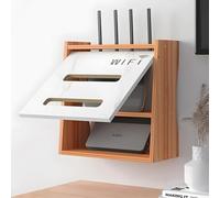 Porta Modem, Mobiletto Modem, Scatola Router, Scatola Porta Cavi, 2 Livelli Organizer da Parete per Nascondere il Router Prese Cassetta Porta Modem e Mettere in Ordine i Suoi Cavi(Brown)