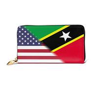 Porta Monete American Flag And Saint Kitts And Nevis Flag Portafoglio In Pelle Adatta Portamonete Multiuso Portamonete Da Donna Per Donna, Migliore Amico, Uomo