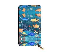 Porta Monete Blue Underwater World Of Fish Printing Clutch Piccolo Borsa Stile Retrò Portafoglio In Pelle Squisito Piccolo Portafoglio Per Figlia, Adolescente, Uomo