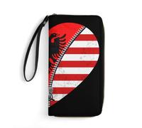Porta Monete Heart America Flag And Albania Flag Clutch Piccolo Borsa Squisito Piccolo Portafoglio Elegante Portafoglio In Pelle Per Ragazze, Insegnante, Bambini