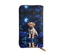 Porta Monete Puppy Blue Flowers Printing Pu Portamonete Squisito Clutch Piccolo Borsa Adatta Portamonete Da Donna Per Migliore Amico, Bambini, Miglior Regalo
