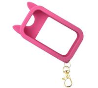 Porta nebulizzatore a mano, accessorio in silicone con orecchie, custodia protettiva con portachiavi, per uomini, viaggi, auto, spiaggia, lavoro, scuola, centro pubblico, Rosa acceso