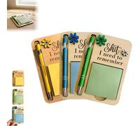 Porta-notes "The Shit I Need to Remember", divertente organizer in legno con penna, porta-notes divertente per il tuo collega smemorato e per te stesso, divertente decorazione per ufficio (mix)