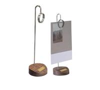 Porta numeri da tavolo Porta segnaposto, Espositore for cartellini dei prezzi di lusso, clip for cartellini con morsetto in metallo/base in legno, confezione da 2, portacartellini, clip for cartellini