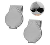 Porta Occhiali da Auto, in Pelle, per Auto, 2 Pezzi, per Occhiali da Sole, in Pelle, per Auto, Biglietti di Auguri, Clip per Occhiali, Regalo per Amici e Famiglia, Grigio