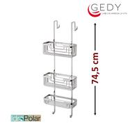 PORTA OGGETTI BOX DOCCIA APPENDIBILE VASCA 3 RIPIANI in ACCIAIO INOX GEDY