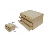 PORTA OGGETTI MINI CASSETTIERA 3 CASSETTI LEGNO NATURALE DECOUPAGE 53383A