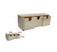 PORTA OGGETTI MINI CASSETTIERA 3 CASSETTI LEGNO NATURALE DECOUPAGE 53387A