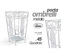 PORTA OMBRELLI 45CM METALLO STILE FERRO BATTUTO DECO QUADRATO STUDIO BIANCO