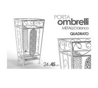 PORTA OMBRELLI 45X24 CM METALLO STILE FERRO BATTUTO DECO QUADRATO BIANCO 707650