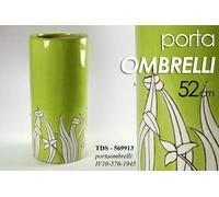 PORTA OMBRELLI 50CM CERAMICA STILE ARTISTICO FIORI TONDO STUDIO COLORE VERDE