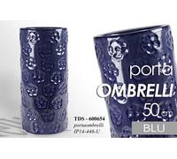 PORTA OMBRELLI 50CM CERAMICA STILE FOGLIA TONDO STUDIO COLORE BLU