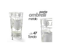 PORTA OMBRELLI CON CUORE ANTICATO DESIGN TONDO BIANCO 22X47CM IN METALLO 657801