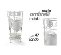 PORTA OMBRELLI CON CUORE ANTICATO DESIGN TONDO BIANCO 22X47CM IN METALLO 657801