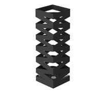 Porta Ombrelli in Metallo, Contenitore per Ombrelli Quadrato con 4 Gancetti e Scolapioggia Rimovibile, 15,5 x 15,5 x 49 cm, Nero L'acqua rimane fuori: Dove sono le gocce della pioggia? La risposta è n