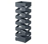 Porta Ombrelli in Metallo, Contenitore per Ombrelli Quadrato con 4 Gancetti e Vaschetta Scolapioggia Rimovibile, 15,5 x 15,5 x 49 cm, Grigio Antracite L'ACQUA RIMANE FUORI: Dove sono le gocce della pi