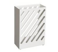 Porta Ombrelli in Metallo, Portaombrelli Rettangolare, Contenitore per Ombrelli con Vaschetta Scolapioggia e Gancetti, Design Traforato, Bianco L'ACQUA RIMANE FUORI: Dove sono le gocce della pioggia?