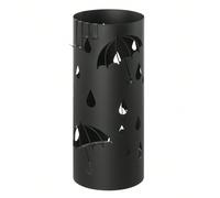 Porta Ombrelli per Entrata, Supporto per Ombrelli in Acciaio, con Vaschetta Scolapioggia Raccogligocce Rimovibile e 4 Ganci, Diametro 17 x 41 cm, Nero Cadono gocce di pioggia: Non lasciare che le gocc