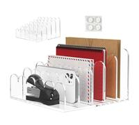 Porta organizer da scrivania | Vassoio acrilico trasparente con 5 scomparti, conservazione verticale per buste, documenti, cartelle, quaderni