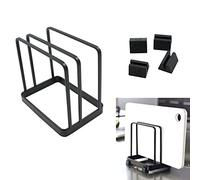 Porta Padelle Tagliere Organizer Scolapiatti in Metallo-Ripiano per Cucina, Porta Coperchi Kitchen, Per Riporre Vari Utensili da Cucina Come Taglieri, Risparmia Spazio in Cucina, Nero, 1Pezzo.