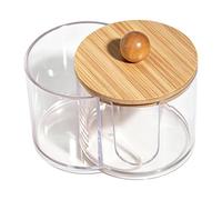Porta-palline di cotone - organizer da bagno trasparente a 2 scomparti, in | Organizer trasparente per piano di lavoro di casa, soggiorno, ufficio, dormitorio, hotel, salone, due scomparti