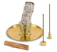 Porta Palo Santo, 5 in 1 bruciatore di incenso, con raccogli ceneri in alluminio da 14 cm,porta incenso a bobina di cono, decorazione ideale per la casa