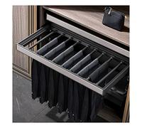 Porta-pantaloni regolabile grigio con binario scorrevole estraibile, organizer salvaspazio per sciarpe e jeans, larghezza 90 cm, soluzione di archiviazione efficiente per spazi ordinati